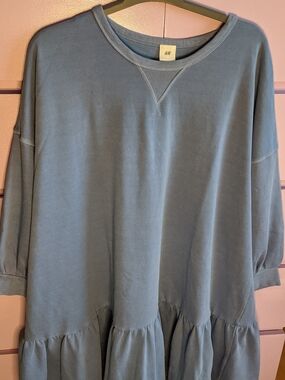 H&M Blue-Grey Tiered Sweatshirt Dress